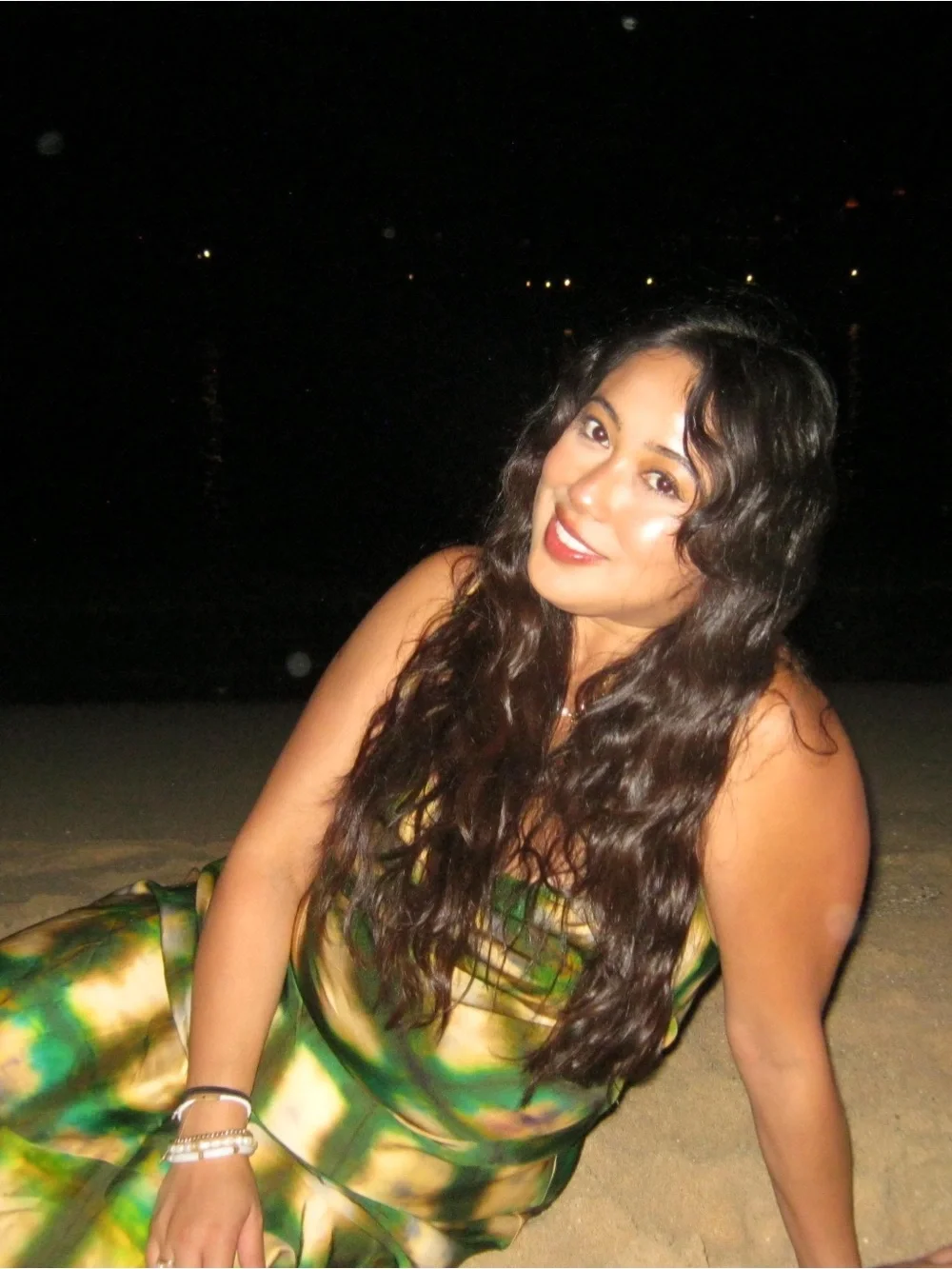 Zara Green Tie-Dye Satin Slip Dress